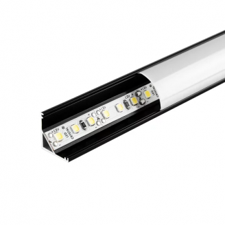 Алюминиевый профиль угловой 16*16мм, L=2м в компл. с матовым экраном и аксессуарами, черный, (LR49-МBL) Led-Crystal LR49-МBL