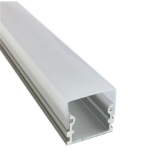 Накладной алюминиевый профиль. Серебристый анодированный 2000х21х21мм квадрат для двухрядной ленты Комфортный свет СП265