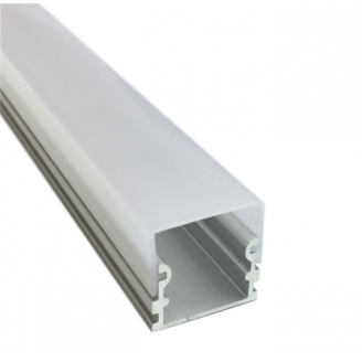 Накладной алюминиевый профиль. Серебристый анодированный 2000х21х21мм квадрат для двухрядной ленты Комфортный свет СП265