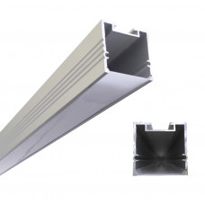 Подвесной/Накладной алюминиевый профиль, Серебристый анодированный 2000х35х35мм Комфортный свет СП290