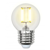 Лампа светодиодная филаментная Uniel E27 6W 3000K прозрачная LED-G45-6W/WW/E27/CL GLA01TR 