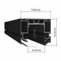Трек SY  в натяжной потолок, черный PCB Серебро SY-601201-CL-2-BL