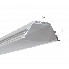 Алюминиевый LED профиль LINE 10040 IN ral9003 LT70 (с экраном) — 2500мм 6063 0243607