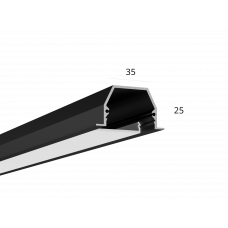 Алюминиевый LED профиль LINE 3525 IN ral9005 LT70 (с экраном) — 2500мм 6063 0243208