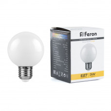 Лампа светодиодная Feron E27 3W 2700K Шар Матовая Feron 25903