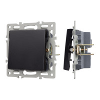 Механизм выключателя одноклавишный проходной SWT-MKP1-PL-BK (250V, 16A), черный