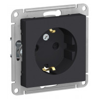 Розетка ATLASDESIGN с заземлением со шторками 16А механизм карбон ATN001045 Systeme Electric