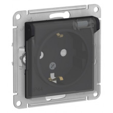 Розетка с заземл. со шторк с крышк., 16А, IP44, механизм, КАРБОН ATN441046 Systeme Electric ЭТМ ATN441046