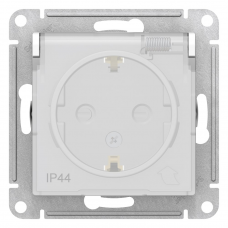 Розетка ATLASDESIGN AQUA с заземлением со шторками с крышкой 16А IP44 механизм белый ЭТМ ATN440146