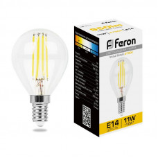 Лампа светодиодная, (11W) 230V E14 2700K прозрачная, LB-511 Feron 38013