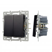 Механизм выключателя двухклавишный непроходной SWT-MK02-PL-BK (250V, 16A)