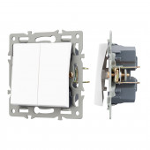 Механизм выключателя двухклавишный непроходной SWT-MK02-PL-WH (250V, 16A)