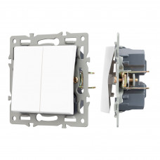 Механизм выключателя двухклавишный непроходной SWT-MK02-PL-WH (250V, 16A) Arlight 043724
