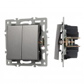 Механизм выключателя двухклавишный проходной SWT-MKP2-PL-GR (250V, 16A)