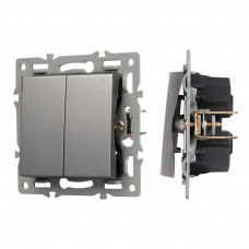 Механизм выключателя двухклавишный проходной SWT-MKP2-PL-GR (250V, 16A) Arlight 043729