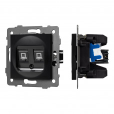 Механизм компьютерной розетки двойной SCT-MPC2-PL-BK-V (RJ-45, CAT6) Arlight 049853