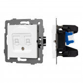 Механизм компьютерной розетки двойной SCT-MPC2-PL-WH-V (RJ-45, CAT6) 