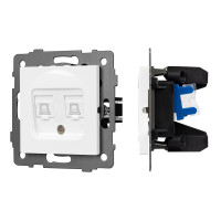 Механизм компьютерной розетки двойной SCT-MPC2-PL-WH-V (RJ-45, CAT6) 