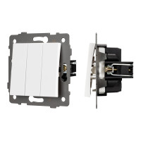 Механизм выключателя трехклавишный непроходной SWT-MK03-PL-WH-V (250V, 10A)