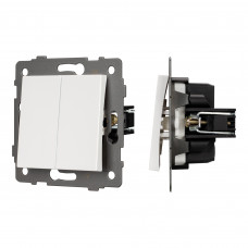Механизм выключателя двухклавишный непроходной SWT-MK02-PL-WH-V (250V, 10A) Arlight 049887