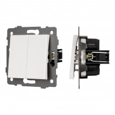 Механизм выключателя двухклавишный самовозвратный SWT-MKR2-PL-WH-V (250V, 10A)  Arlight 049883