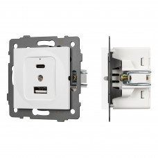 Механизм USB розетки SCT-MUAC-PL-WH-V (5V, 3A, QC4)  Arlight 049839