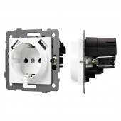 Механизм розетки с USB зарядкой SCT-MUAA-PL-WH-V (250V, 16A)