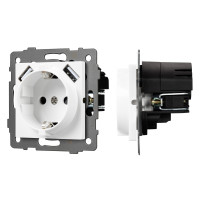 Механизм розетки с USB зарядкой SCT-MUAA-PL-WH-V (250V, 16A)