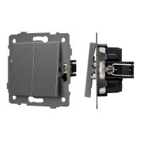Механизм выключателя двухклавишный непроходной SWT-MK02-PL-GR-V (250V, 10A) 