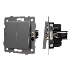 Механизм выключателя двухклавишный проходной SWT-MKP2-PL-GR-V (250V, 10A)  Arlight 049894