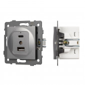Механизм USB розетки SCT-MUAC-PL-GR-V (5V, 3A, QC4)