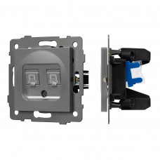 Механизм компьютерной розетки двойной SCT-MPC2-PL-GR-V (RJ-45, CAT6) Arlight 049851