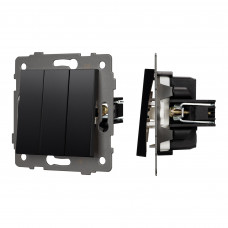 Механизм выключателя трехклавишный непроходной SWT-MK03-PL-BK-V (250V, 10A) Arlight 049897