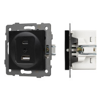Механизм USB розетки SCT-MUAC-PL-BK-V (5V, 3A, QC4)