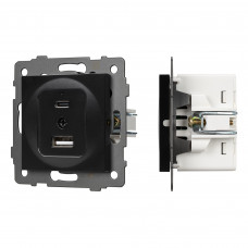 Механизм USB розетки SCT-MUAC-PL-BK-V (5V, 3A, QC4) Arlight 049838