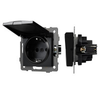 Механизм розетки влагозащищённый SCT-MCP-PL-BK-V (250V, 16A)