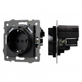 Механизм розетки с USB зарядкой SCT-MUAA-PL-BK-V (250V, 16A)