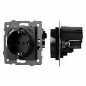 Механизм розетки с USB зарядкой SCT-MUAC-PL-BK-V (250V, 16A)