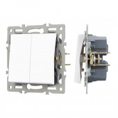 Механизм выключателя двухклавишный проходной SWT-MKP2-PL-WH (250V, 16A)