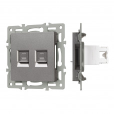 Механизм компьютерной розетки двойной SCT-MPC2-PL-GR (RJ-45, CAT6) Arlight 045338