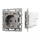 Механизм розетки с USB зарядкой SCT-MUAA-PL-GR (250V, 16A)