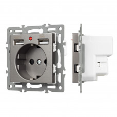 Механизм розетки с USB зарядкой SCT-MUAA-PL-GR (250V, 16A) Arlight 043735