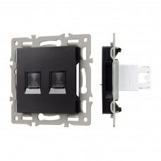 Механизм компьютерной розетки двойной SCT-MPC2-PL-BK (RJ-45, CAT6) Arlight 045337