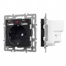 Механизм розетки с USB зарядкой SCT-MUAA-PL-BK (250V, 16A) Arlight 043734