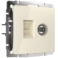 ТВ-розетка и розетка Ethernet RJ-45 без рамки слоновая кость W1181303