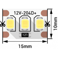 Лента светодиодная стандарт 2835, 204 LED/м, 22 Вт/м, 12В , IP20, Цвет: Холодный белый SWG2204