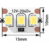 Лента светодиодная стандарт 2835, 204 LED/м, 22 Вт/м, 12В , IP20, Цвет: Теплый белый SWG2204