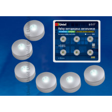 Комплект из 6 светодиодных светильников ULM-R04-1W*6/NW IP33 SILVER блистер UNIEL 08933