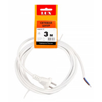 Сетевой шнур LUX V2 ПВС 2х0.75 3м с вилкой без з/к белый Сетевой шнур LUX V2 ПВС 2х0.75 3м с вилкой без з/к белый