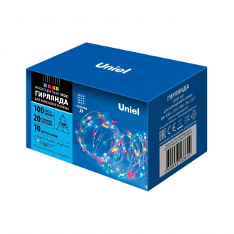 Уличная светодиодная гирлянда Uniel 220V разноцветный ULD-S1000-100/DTA/RC RGB IP44 UL-00007180 UNIEL ULD-S1000-100/DTA/RC RGB IP44
